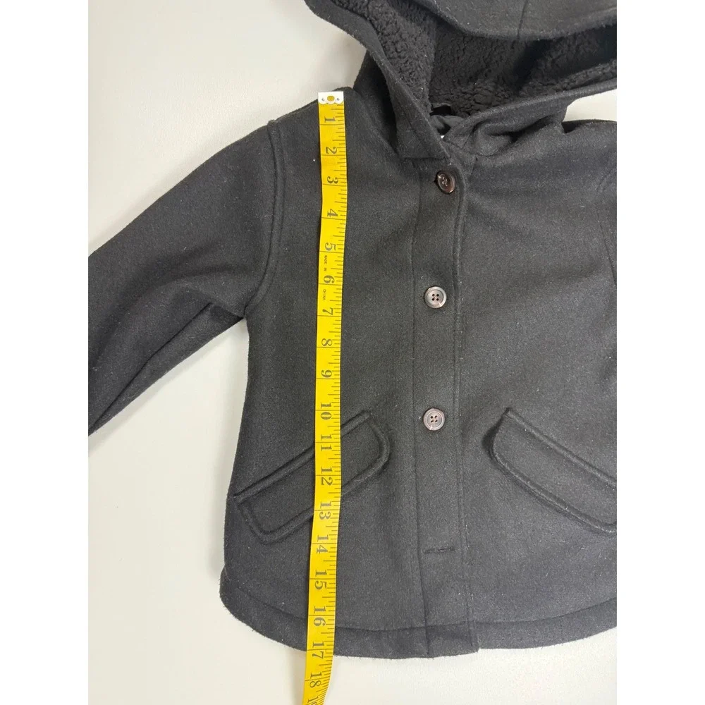Old Navy Kids Black Sherpa Lined Hooded Pea‎ Coat with Animal Ears 4T Jacket